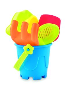 Cubo de playa con 6 juguetes Ecológico Personalizado 7MO9301 - Producto ecológico