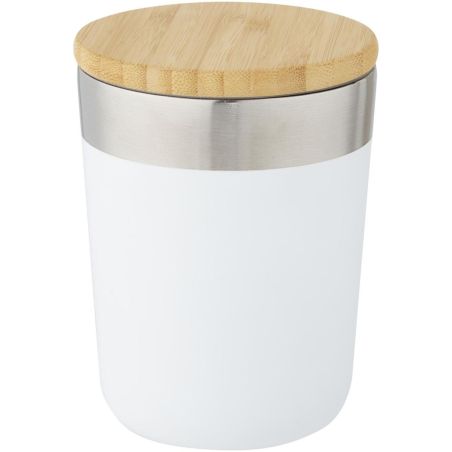 Vaso de 330 ml de acero inoxidable con aislamiento al vacío de cobre y tapa de bambú Ecológico Personalizado 6100670
