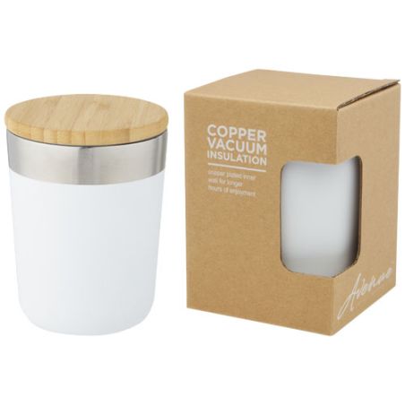 Vaso de 330 ml de acero inoxidable con aislamiento al vacío de cobre y tapa de bambú Ecológico Personalizado 6100670