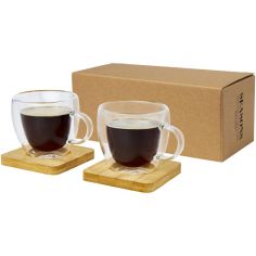 Dos tazas de vidrio de doble pared de 100 ml con... - Producto ecológico