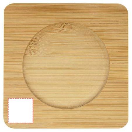 Dos tazas de vidrio de doble pared de 350 ml con posavasos de bambú Ecológica Personalizada 6113316