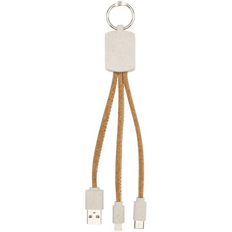 Cable de carga 3 en 1 de paja de trigo y corcho Ecológica Personalizada 6124294