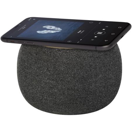 Altavoz de bambú/RPET Bluetooth® y base de carga inalámbrica Ecológico Personalizado 6124318