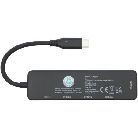 USB 2.0-3.0 con adaptador multimedia de plástico reciclado con puerto HDMI y certificación RCS Ecológico Personalizado 6124368