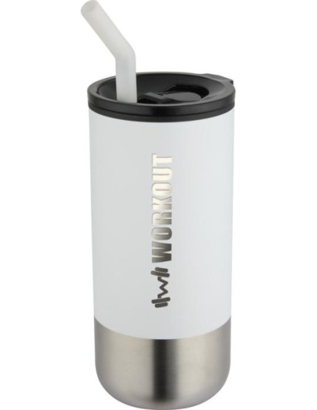 Vaso ecológico personalizable con aislamiento de 480 ml con pajita