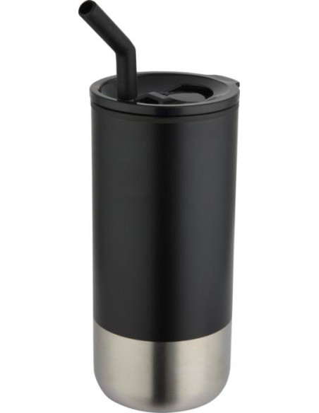 Vaso ecológico personalizable con aislamiento de 480 ml con pajita