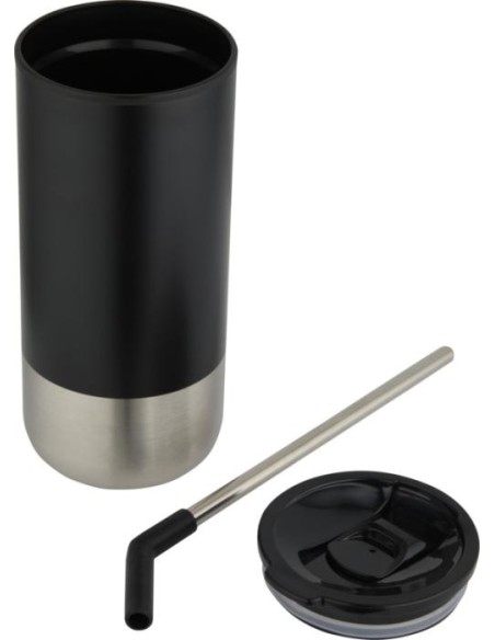 Vaso ecológico personalizable con aislamiento de 480 ml con pajita