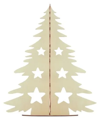 Árbol Navidad madera DIY acuarelas pincel FSC decoración
