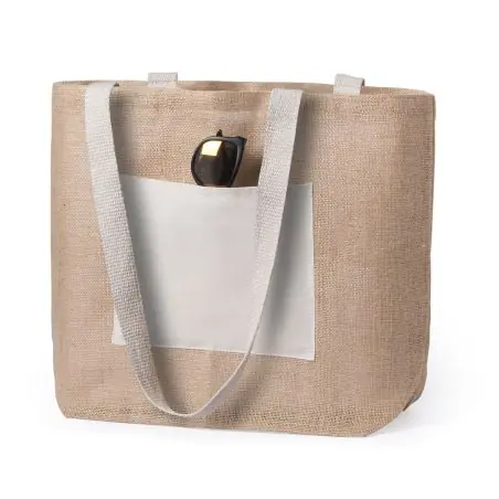 Bolsa de yute con bolsillo y asas largas 10 kg