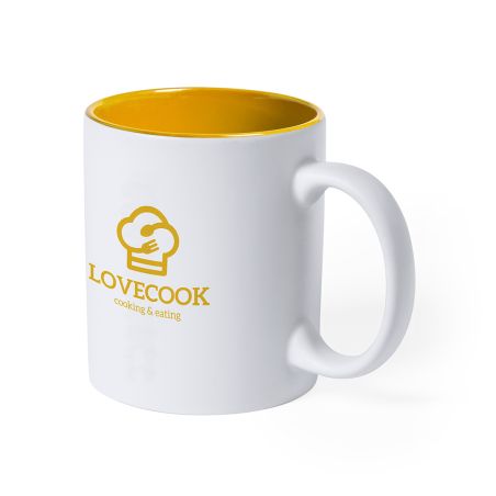 Taza cerámica 350ml exterior blanco marcaje láser