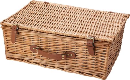 Cesta de sauce para picnic con vajilla cerámica 4p