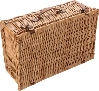 Cesta de sauce para picnic con vajilla cerámica 4p