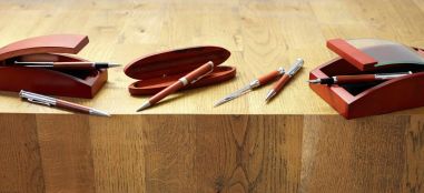 Set bolígrafo roller palisandro abedul metal estuche