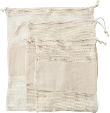 Set 3 bolsas malla algodón orgánico