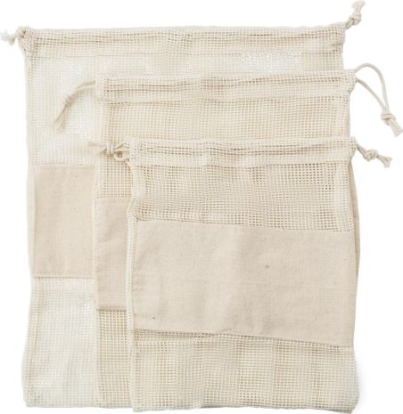 Set 3 bolsas malla algodón orgánico