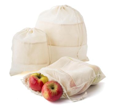 Set 3 bolsas malla algodón orgánico