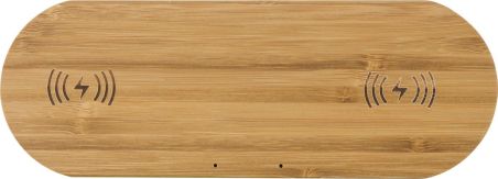 Cargador doble inalámbrico bambú 5W
