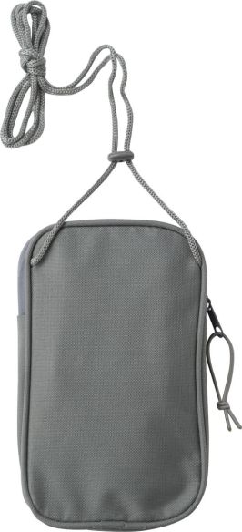 Bandolera rPET 600D cordón cuello hombro muñeca etiqueta