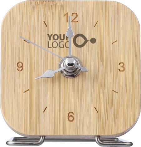 Reloj bambú con soporte y pila
