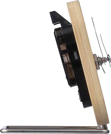 Reloj bambú con soporte y pila