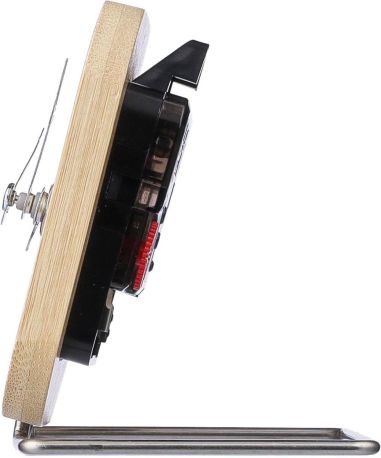 Reloj bambú con soporte y pila