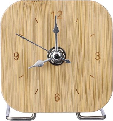 Reloj bambú con soporte y pila