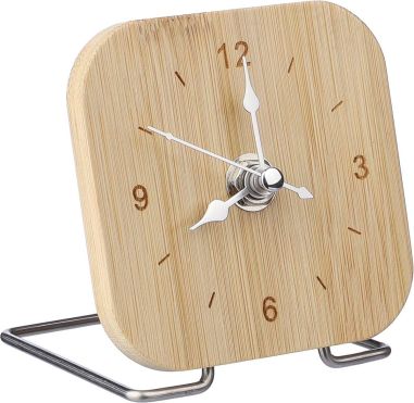 Reloj bambú con soporte y pila