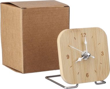 Reloj bambú con soporte y pila