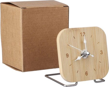 Reloj bambú con soporte y pila