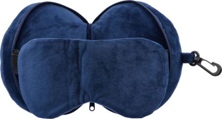 Almohada viaje con antifaz poliéster mosquetón PP