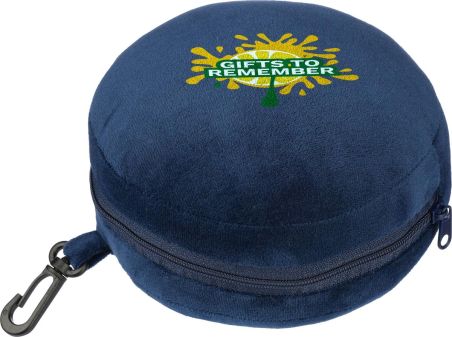 Almohada viaje con antifaz poliéster mosquetón PP