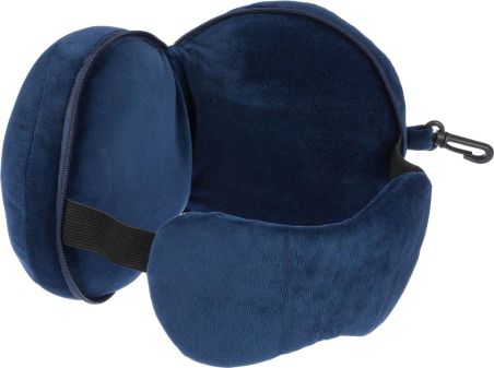 Almohada viaje con antifaz poliéster mosquetón PP