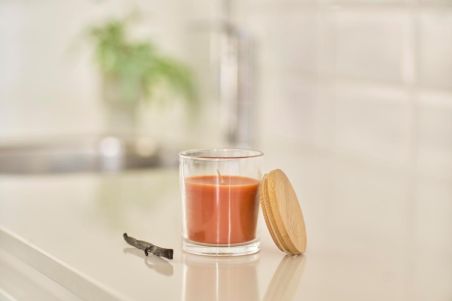 Vela cristal vainilla 120 g tapa bambú