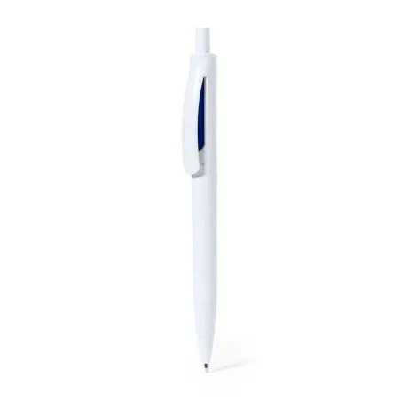 Bolígrafo ABS reciclado pulsador blanco 14.1cm azul