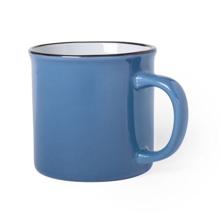 Taza cerámica vintage 300ml exterior color borde negro