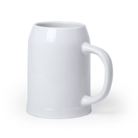 Jarra cerámica 700ml blanca cerveza microondas asa