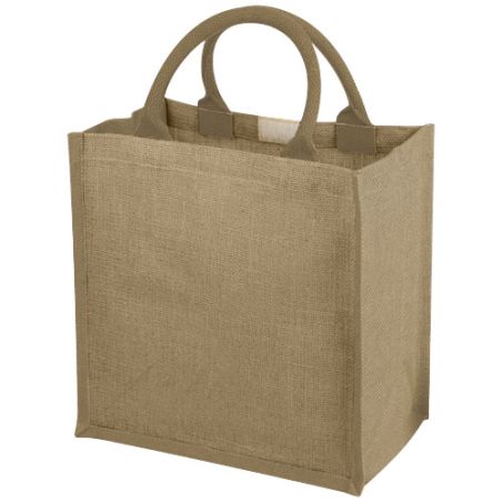 Bolsa tote yute laminado fuelle asas algodón 10kg 30x19x30
