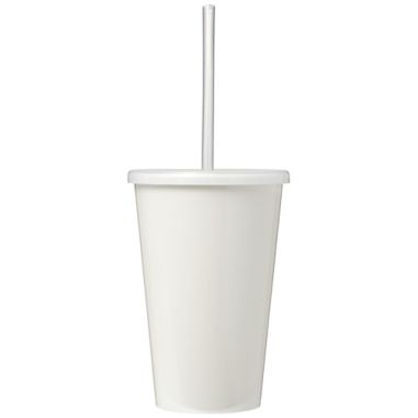 Vaso doble pared plástico reciclado 350 ml pajita bolsa compostable