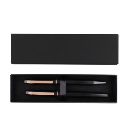 Set bolígrafo roller aluminio reciclado GRS estuche negro