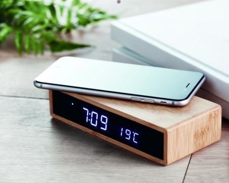 Cargador inalámbrico de bambú Ecológico Personalizado 7MO6139