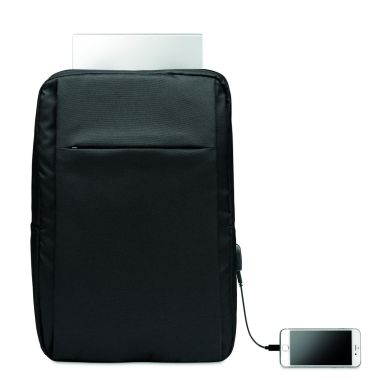 Mochila RPET 300D laptop 16'' USB tipo-A bandolera acolch