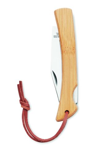 Navaja plegable acero 2CR13 mango bambú