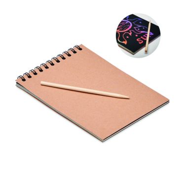 Cuaderno kraft anillas hojas rascar papel reciclado madera