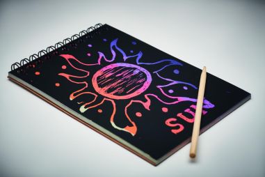 Cuaderno kraft anillas hojas rascar papel reciclado madera