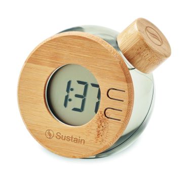 Reloj LCD de bambú con agua y sal