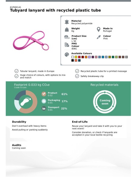 Lanyard personalizable ecológico con tubo elástico "Tubyard" - Marrón