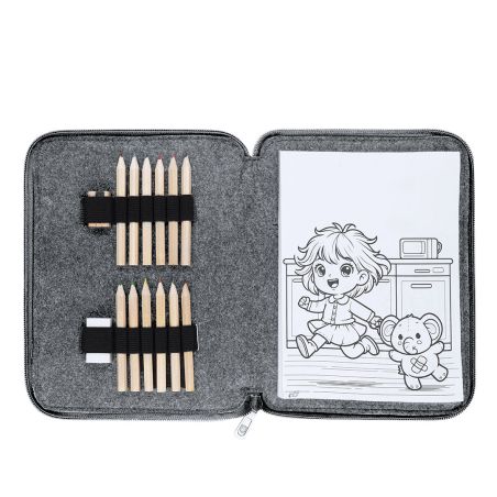 Set 11 lápices hexagonales estuche fieltro RPET 60 hojas