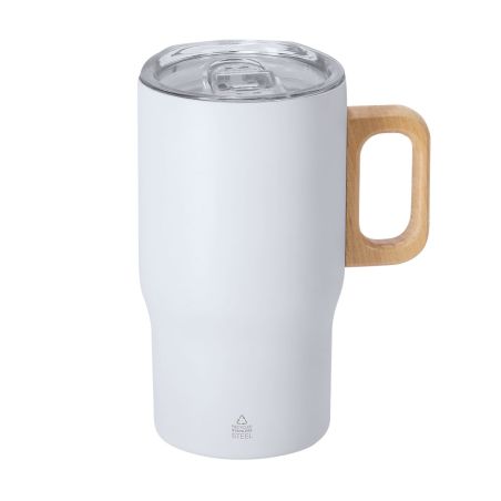 Taza térmica acero reciclado 400 ml asa madera