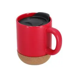 Taza térmica cerámica 330 ml corcho tapa antideslizante