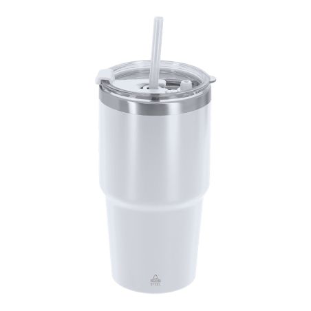 Vaso térmico acero reciclado 650 ml pajita